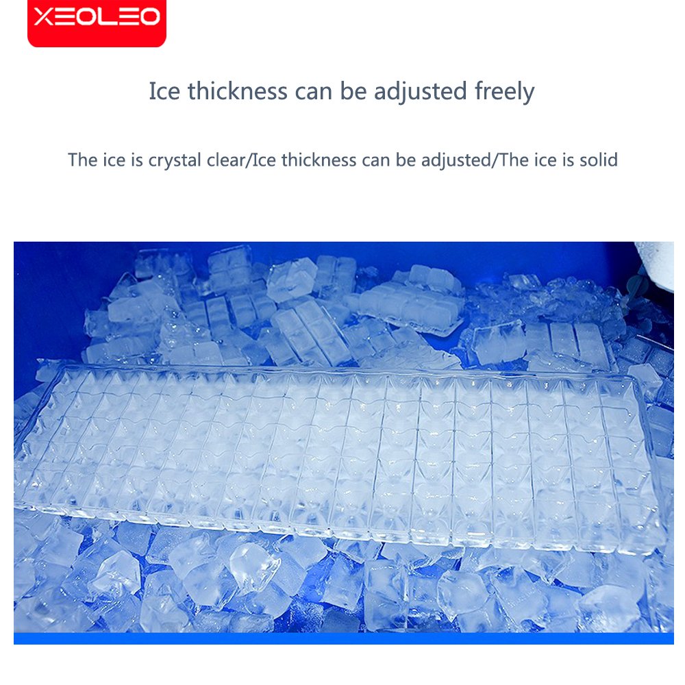 XEOLEO Commercial Cube ice maker 120kg/24h Air cool Ice machine 650W 45kg capacity for Coffee shop/Bubble tea shop/Restaurant