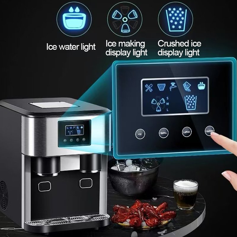 3 in 1 New Ice Dispenser With Water Dispenser Crushed Ice 16kgs per day 16pcs Bullet Ice Cube Machine