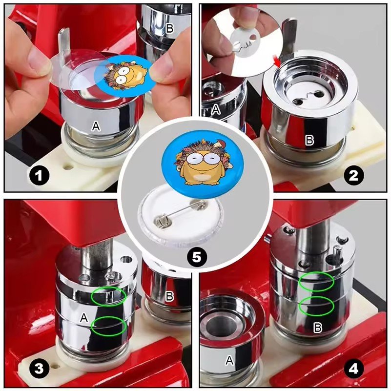 Metal Plastic Badge Button Making Machinery Bottle Opener Metal Pin Badge Maker Machine Different Mould