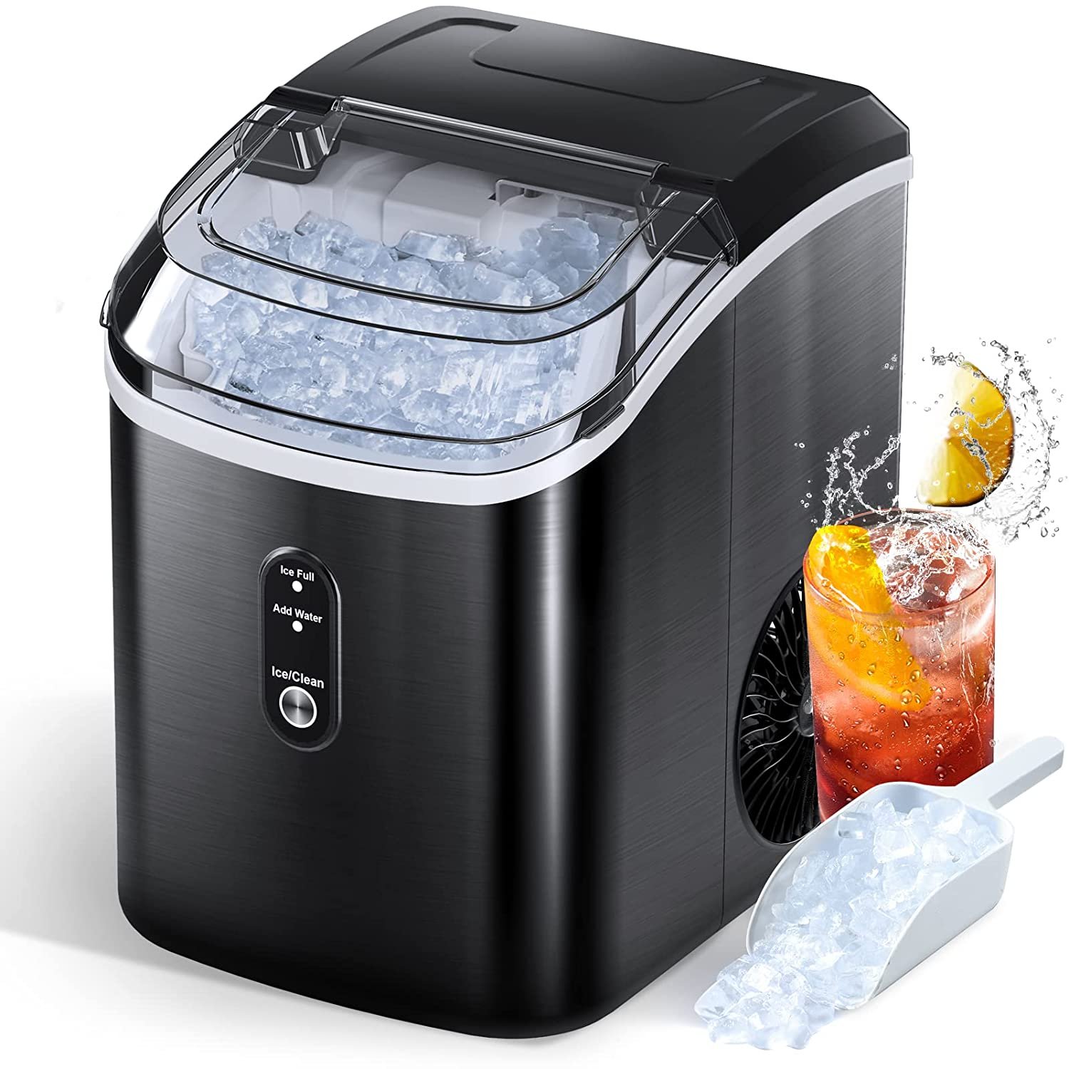2024 New Nugget Ice Maker Machine for Countertop Self-Cleaning Function 26Lbs/24H Portable Ice Maker 9 Cubes Ready