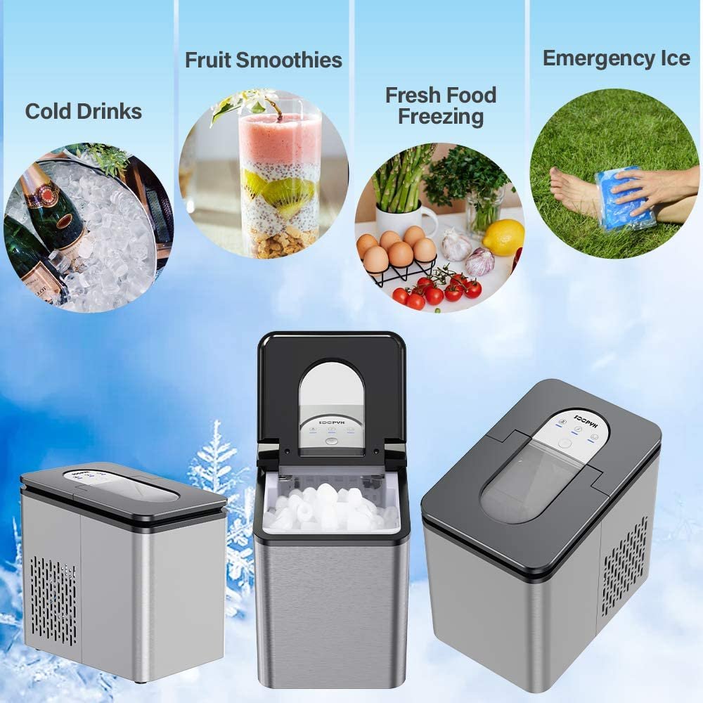 115V 27Lbs Mini Ice Maker Machine for Portable Countertop Automatic Electric Ice Cube Maker with Self- Cleaning Function