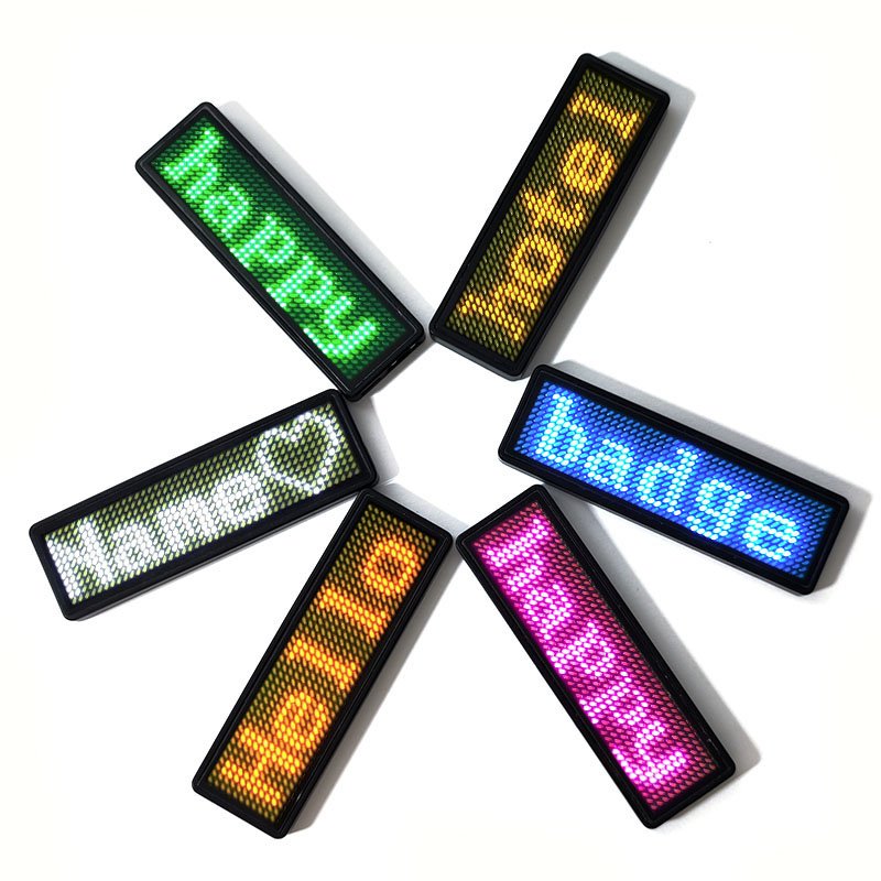 Multi color light up flashing name badge programmable electronic led name tag custom led display