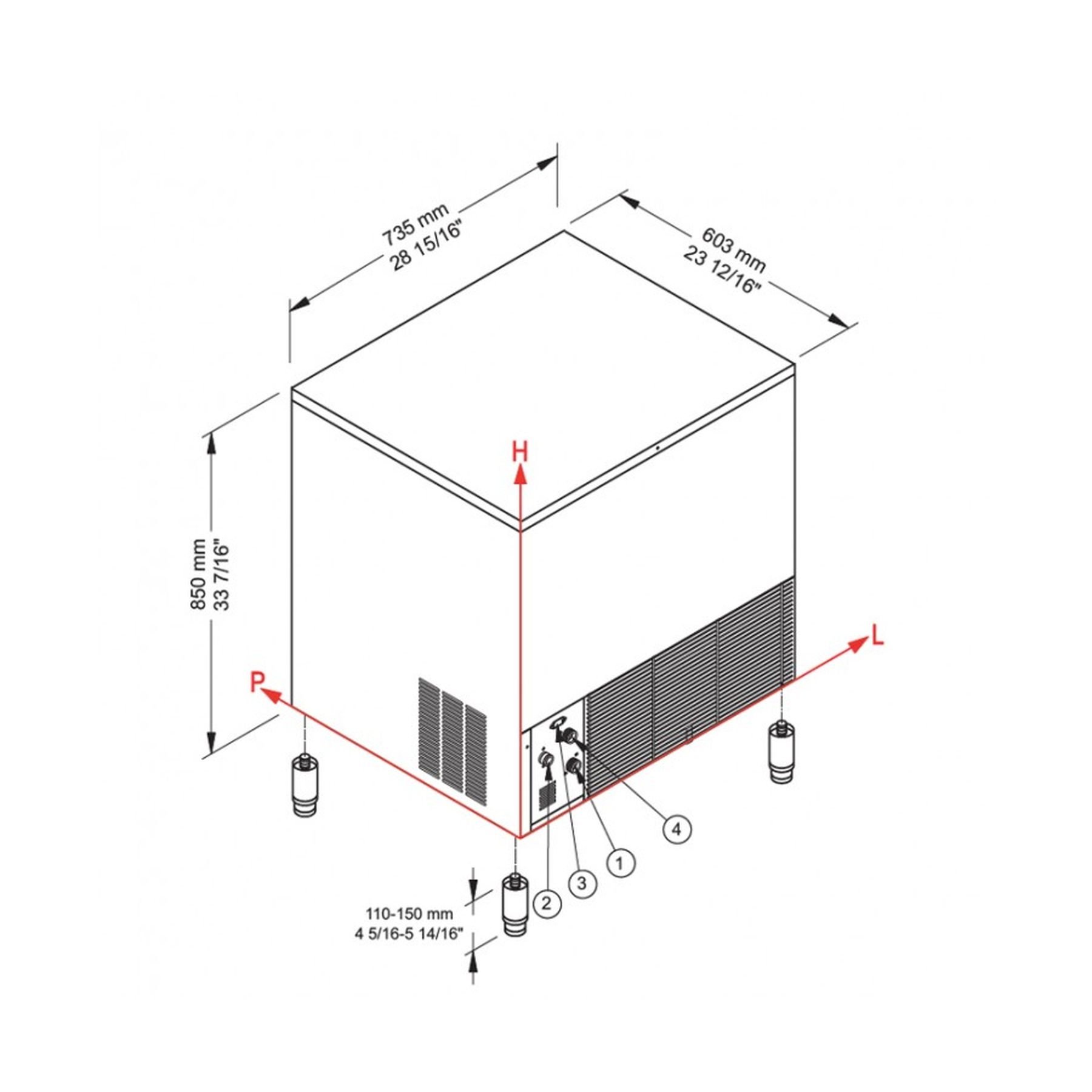 Industrial CB 640 HC Ice Production Unit - Robust Built-In Bin - High-Volume Spray System - Up To 73 Kg Per Day