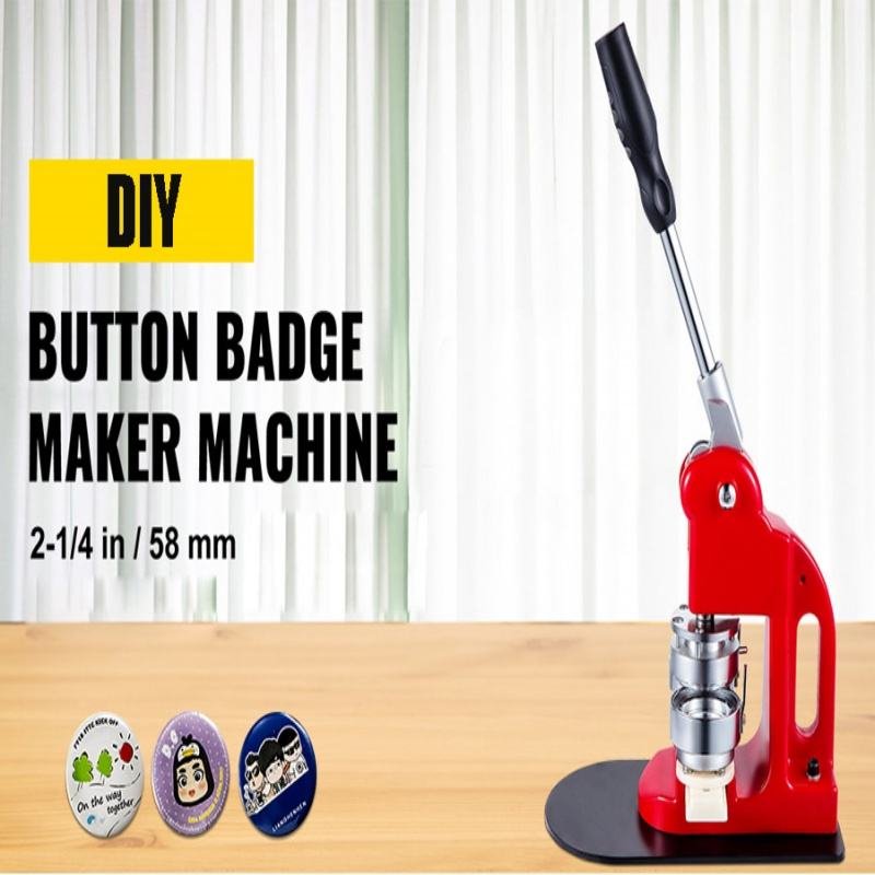 Badge Press Maker Machine Badge Button Maker Machine 25-75MM DIY Pin Badges Set with 100Pcs Button Parts+Circle Cutter+Mold
