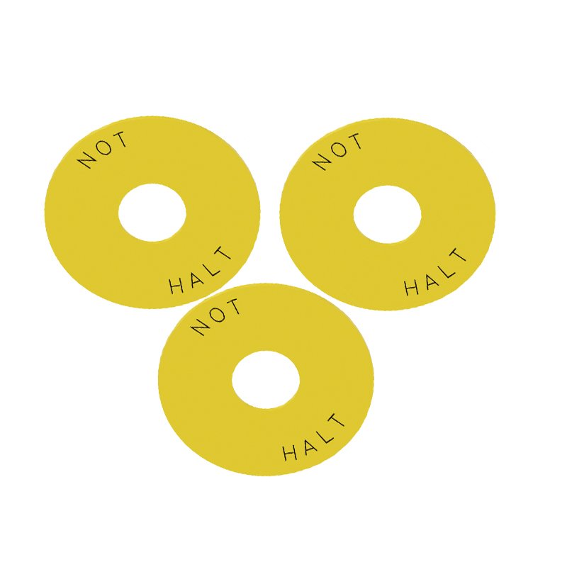 New Original Washer For EMERGENCY STOP 3SU1900-0BB31-0AT0, Yellow, Inscription Diameter 75 mm, Inside diameter 22.5 mm