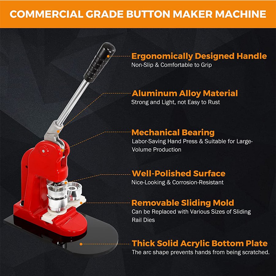Round Manual Badge Machine with DIY 58mm Mold Holder Tinplate Maker