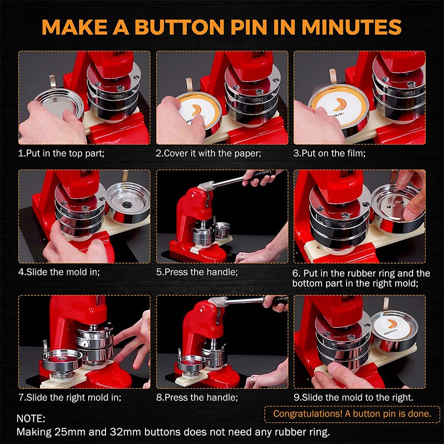 Round Manual Badge Machine with DIY 58mm Mold Holder Tinplate Maker