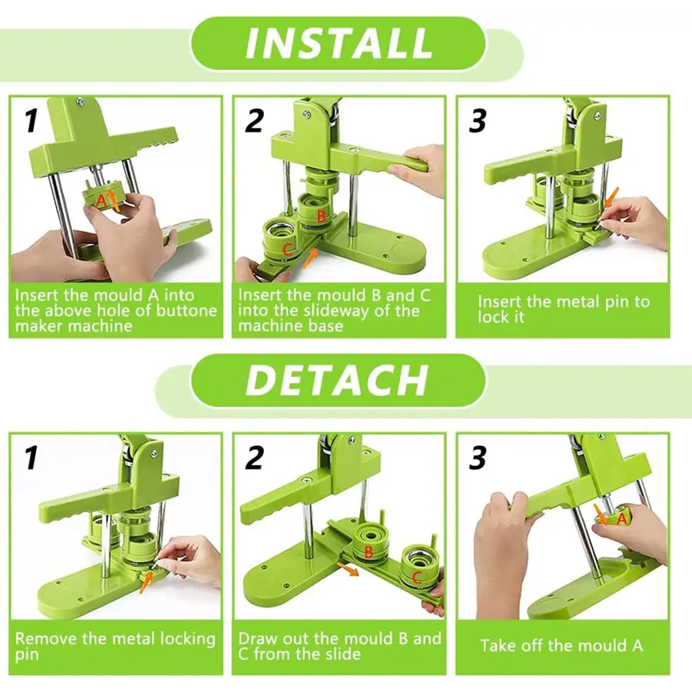 Button Supplies Pin Maker 3 Sizes 1.25+1.45+2.25 inch Button Maker Machine for Kids