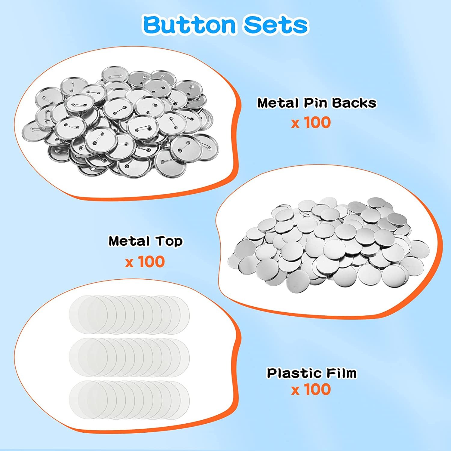 Button Making Supplies 58 mm 2.28 inch Round Badge Blank Button Pins Metal Pin Badge Kit For Button Maker Machine