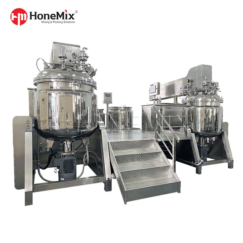 HONE Hydraulic Lifting 50L 100L Cosmetic Production Cream Vacuum Emulsifier Machine