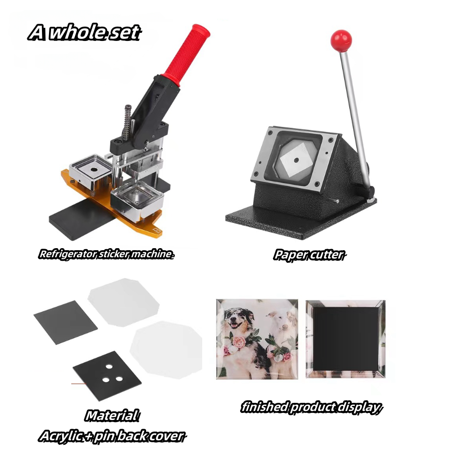 MIDE plastic manual 50x50 refrigerator photo fridge magnet making machine new metal button square fridge magnet making machine