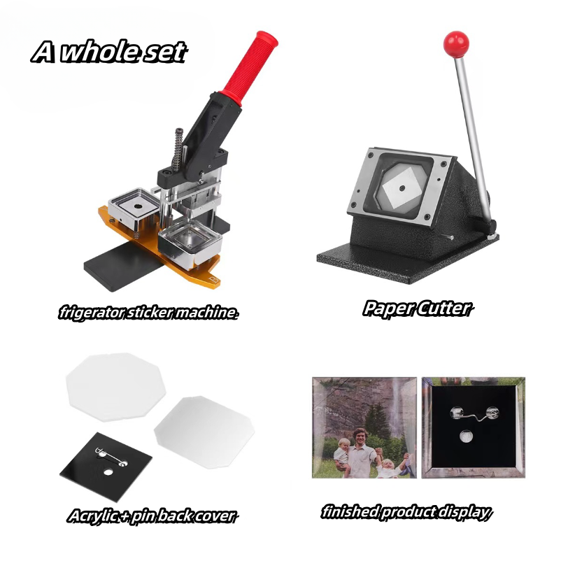 MIDE plastic manual 50x50 refrigerator photo fridge magnet making machine new metal button square fridge magnet making machine