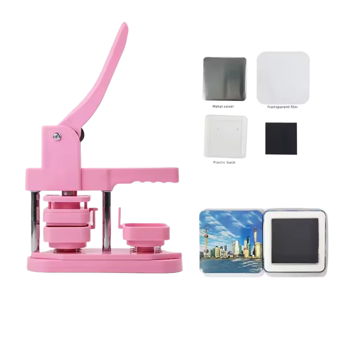 Pink 50*50mm Square Magnet Making Machine With 100 Sets Fridge Making Materials