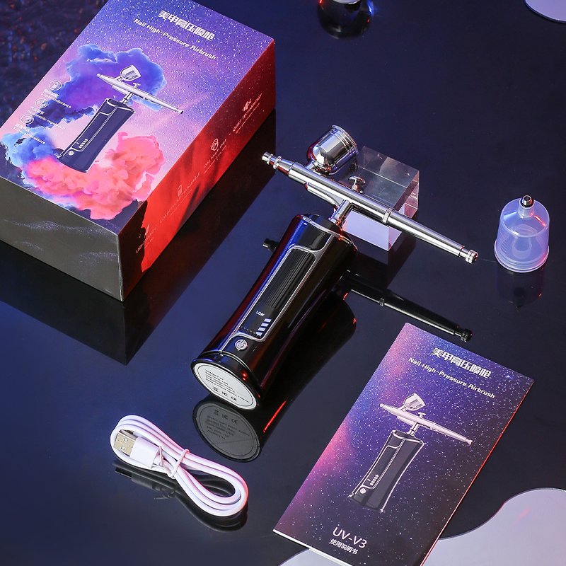 Custom New Makeup Airbrush Machine Spray Gun Facial Airbrush Set Nail Airbrush For Make Up Nail Art Paint