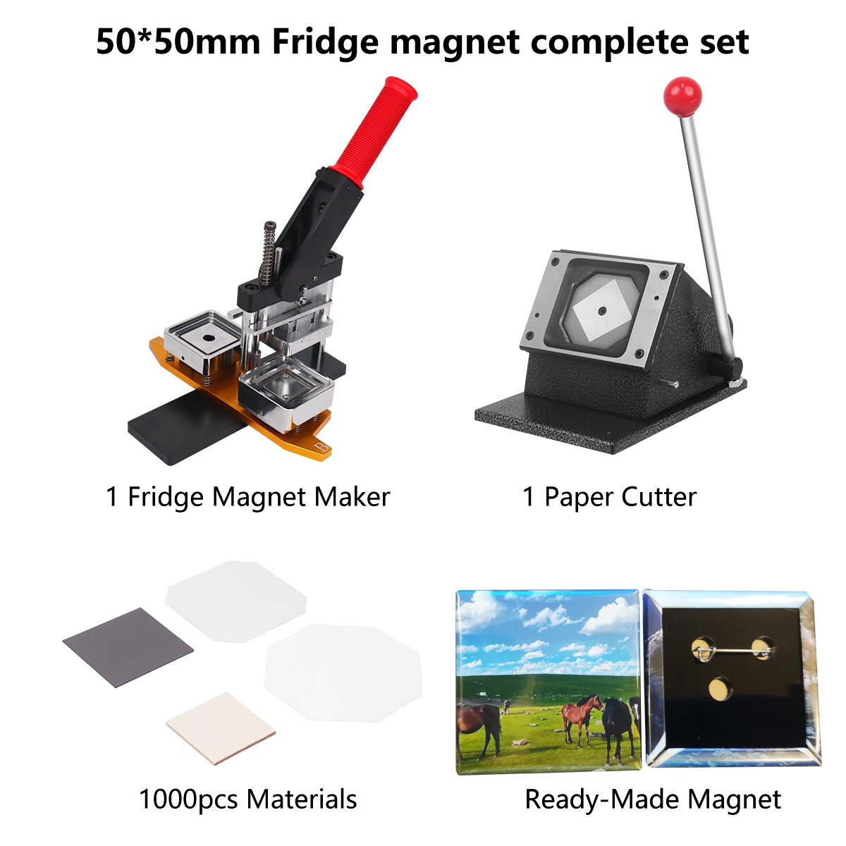 50*50 mm Magnet button making machine complete set square 2 inch