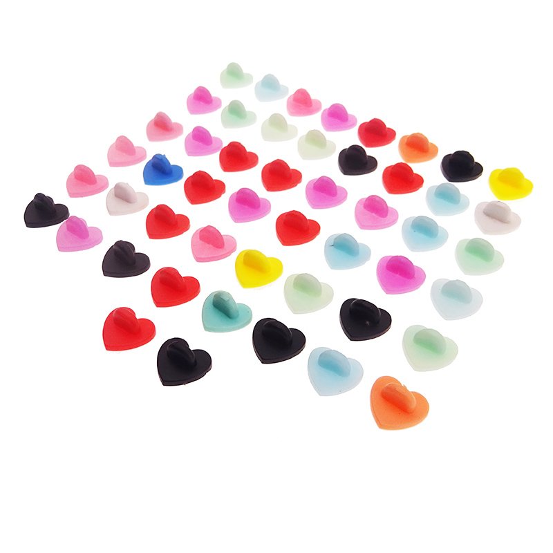 Heart Love Shaped Rubber Pin Backs DIY Jewelry Making Accessories Brooch Tie Hat Badge