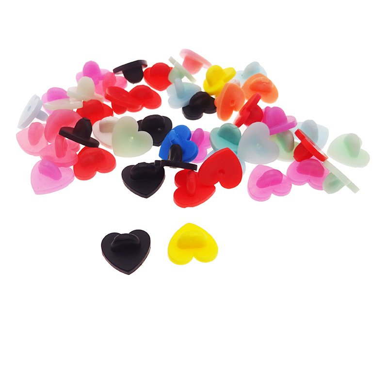 Heart Love Shaped Rubber Pin Backs DIY Jewelry Making Accessories Brooch Tie Hat Badge