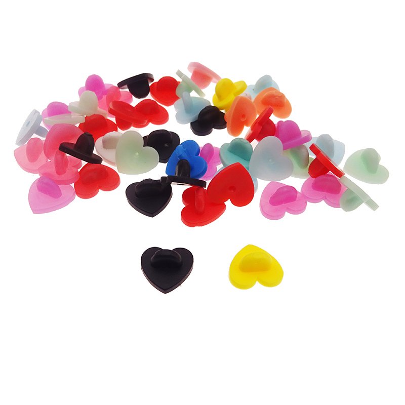 Heart Love Shaped Rubber Pin Backs DIY Jewelry Making Accessories Brooch Tie Hat Badge