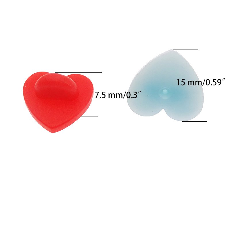 Heart Love Shaped Rubber Pin Backs DIY Jewelry Making Accessories Brooch Tie Hat Badge
