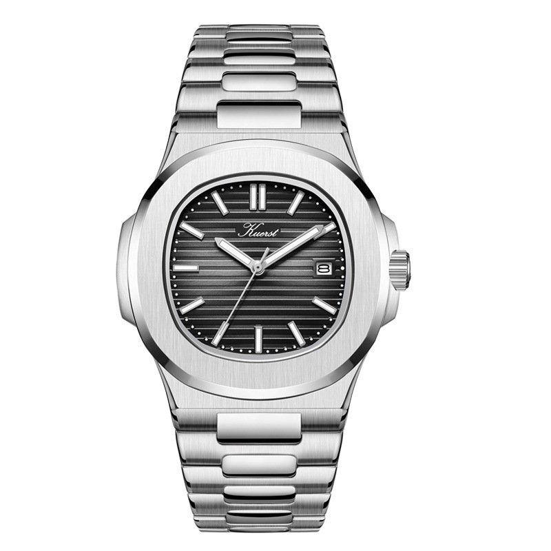 Simple men's automatic mechanical watch mesh red steel belt