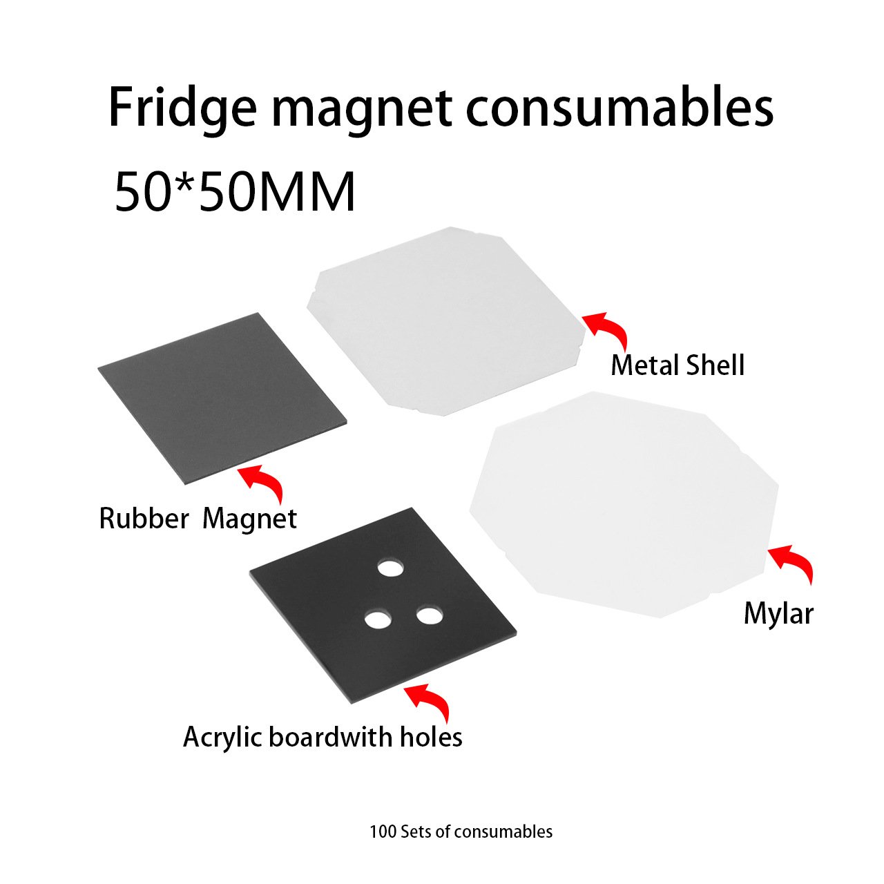 Manual and Pneumatic 50x50mm Square Magnet Making Machine with Badge Kit and Paper Cutter for Custom Fridge Magnets