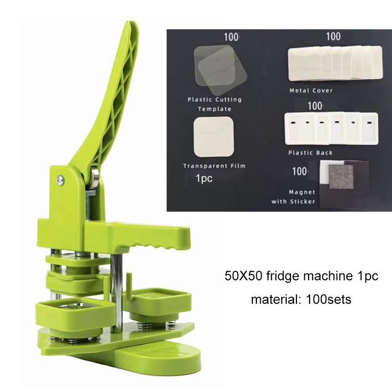 50mm * 50mm square fridge magnet maker machine badge button magnet making machine Plastic magnet press machine with 200 material