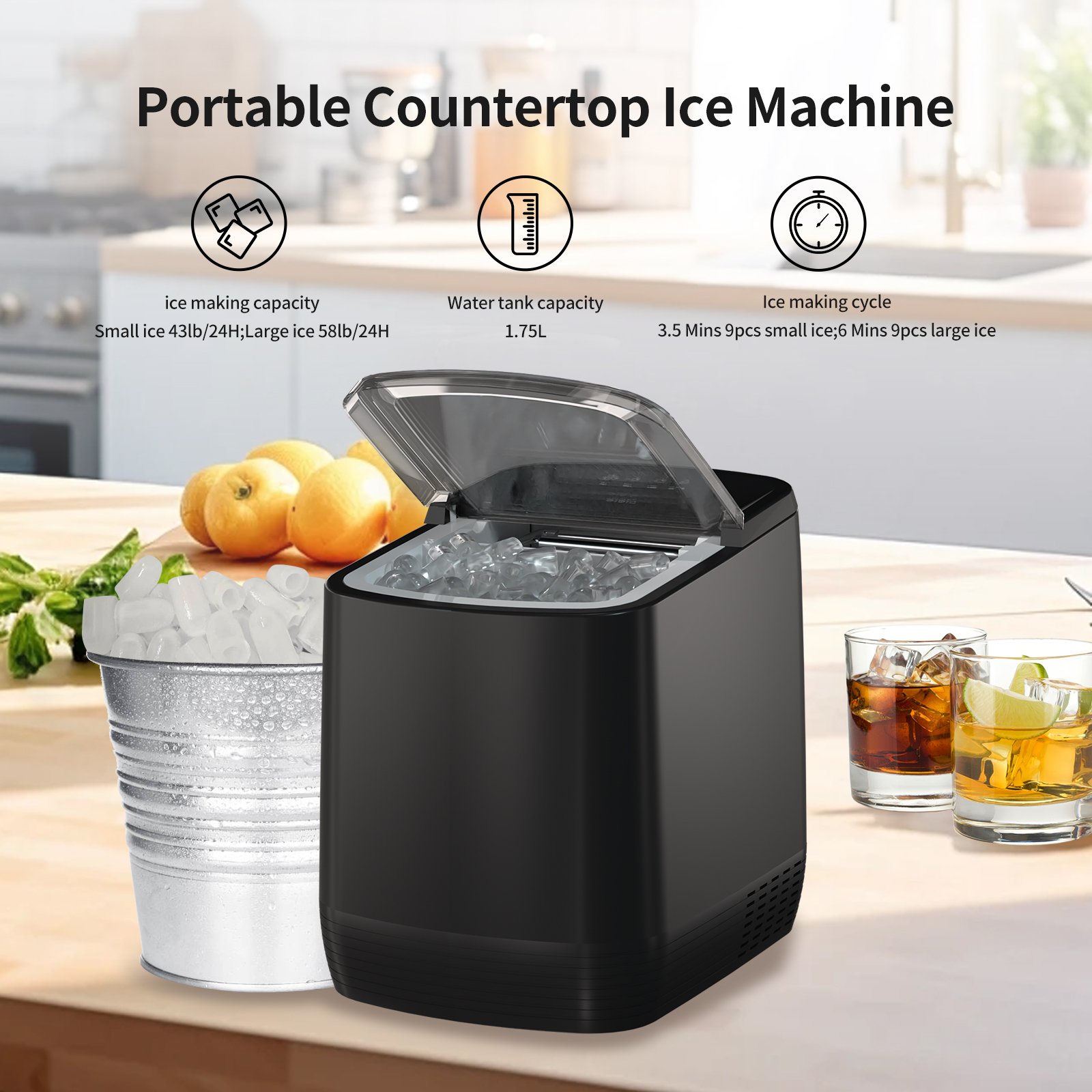 3 minutes Quick ice making Ice Maker Machine Auto Cleaning Small Commercial Household Ice Maker
