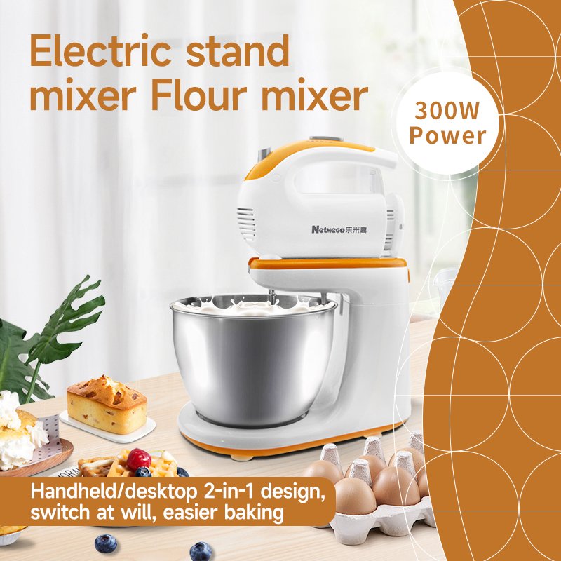 Electric Cake Mixer Stand Mixer Flour Mixture Machine 300 Watt 3L Hand Mixer Electric with Stainless Steel