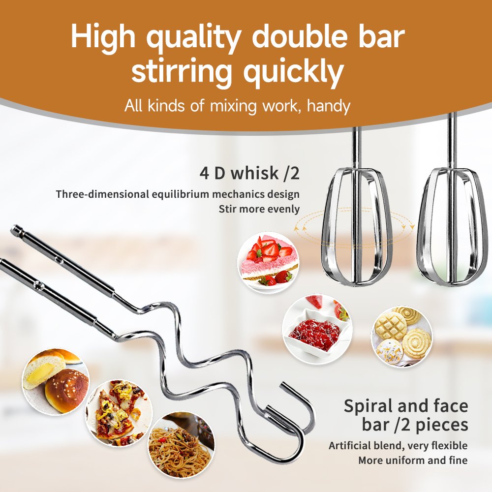 Electric Cake Mixer Stand Mixer Flour Mixture Machine 300 Watt 3L Hand Mixer Electric with Stainless Steel
