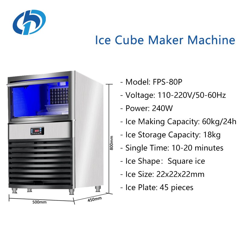 Ice Making Machine 60kg Ice Cube Block Maker Automatic Commercial Ice Maker Machine For Business Bar Coffee Shop Food Trucks