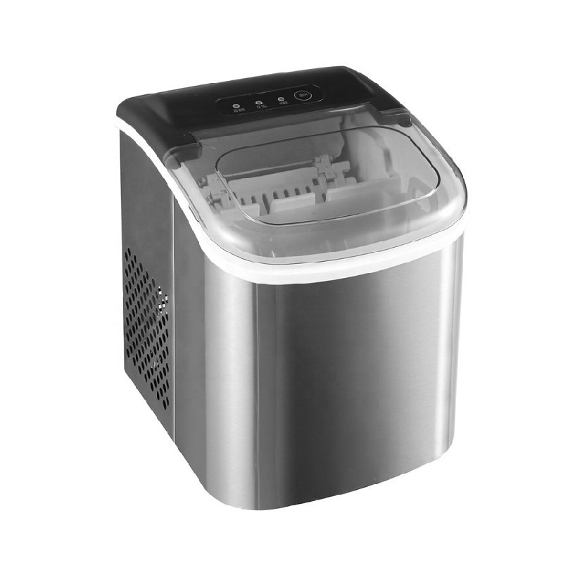 New Design Stainless Steel Housing Countertop Ice Cube Maker Machine Daily Ice Making 26LBS Customized Color Logo Home Use