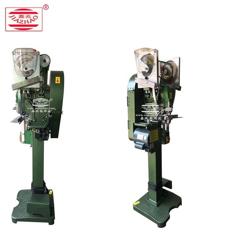 Spring Prong Snap Button Attaching Machine for Plastic Fabrics Diapers etc.