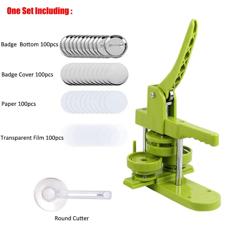 58mm Badge Making Machine With Paper Cutter And 500 Pcs 58mm Pin Badge Parts For DIY Button Making