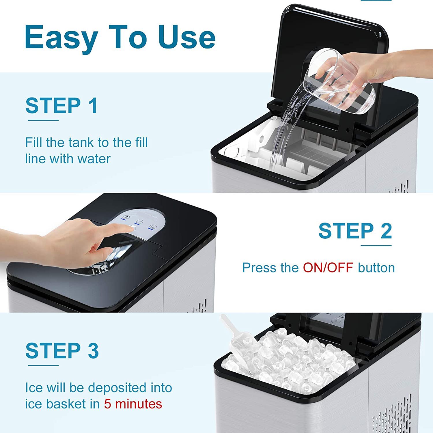Household Compact Countertop Automatic Compressor Cooling Portable Home Mini Round Ice Cube Ice Maker Making Machine