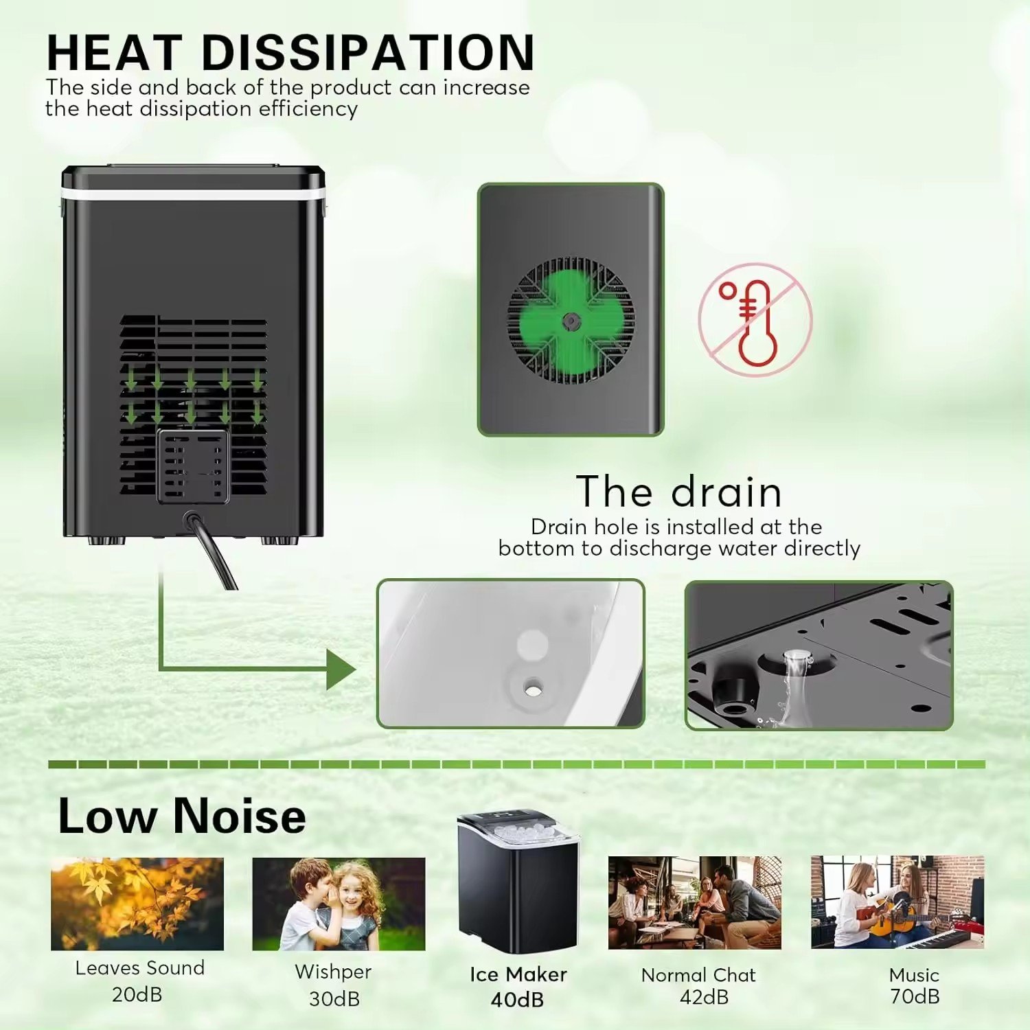 Nugget Ice Maker Machine Portable Ice Maker Compact Ice for Countertop Self-cleaning Function 26lbs/24h 9 Cubes Plastic