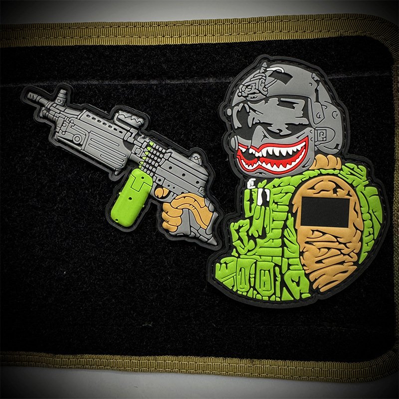 Outdoor PVC drop glue Morale badge Velcro submachine gun Machine Gun helmet Man set