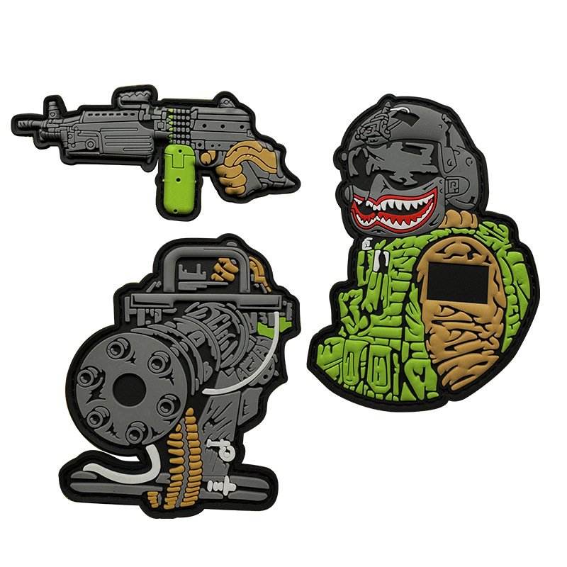 Outdoor PVC drop glue Morale badge Velcro submachine gun Machine Gun helmet Man set