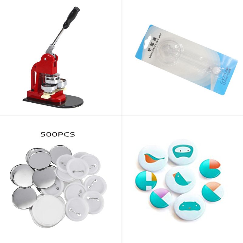 DIY badge maker button making machine with button mold badge press machine with 100pcs badge materials free cutter