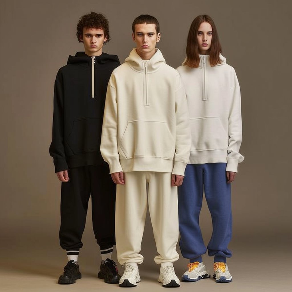 OEM Custom Drop Shoulder Heavyweight Blank Unisex Cotton Oversized Pullover 1/4 Quarter Half Zip Sweatshirt Jumper for Men