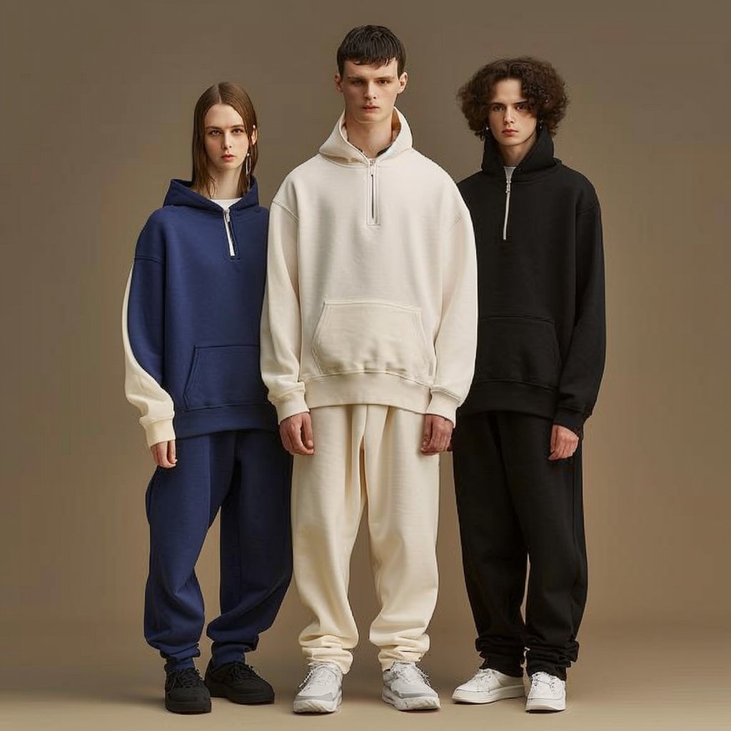 OEM Custom Drop Shoulder Heavyweight Blank Unisex Cotton Oversized Pullover 1/4 Quarter Half Zip Sweatshirt Jumper for Men