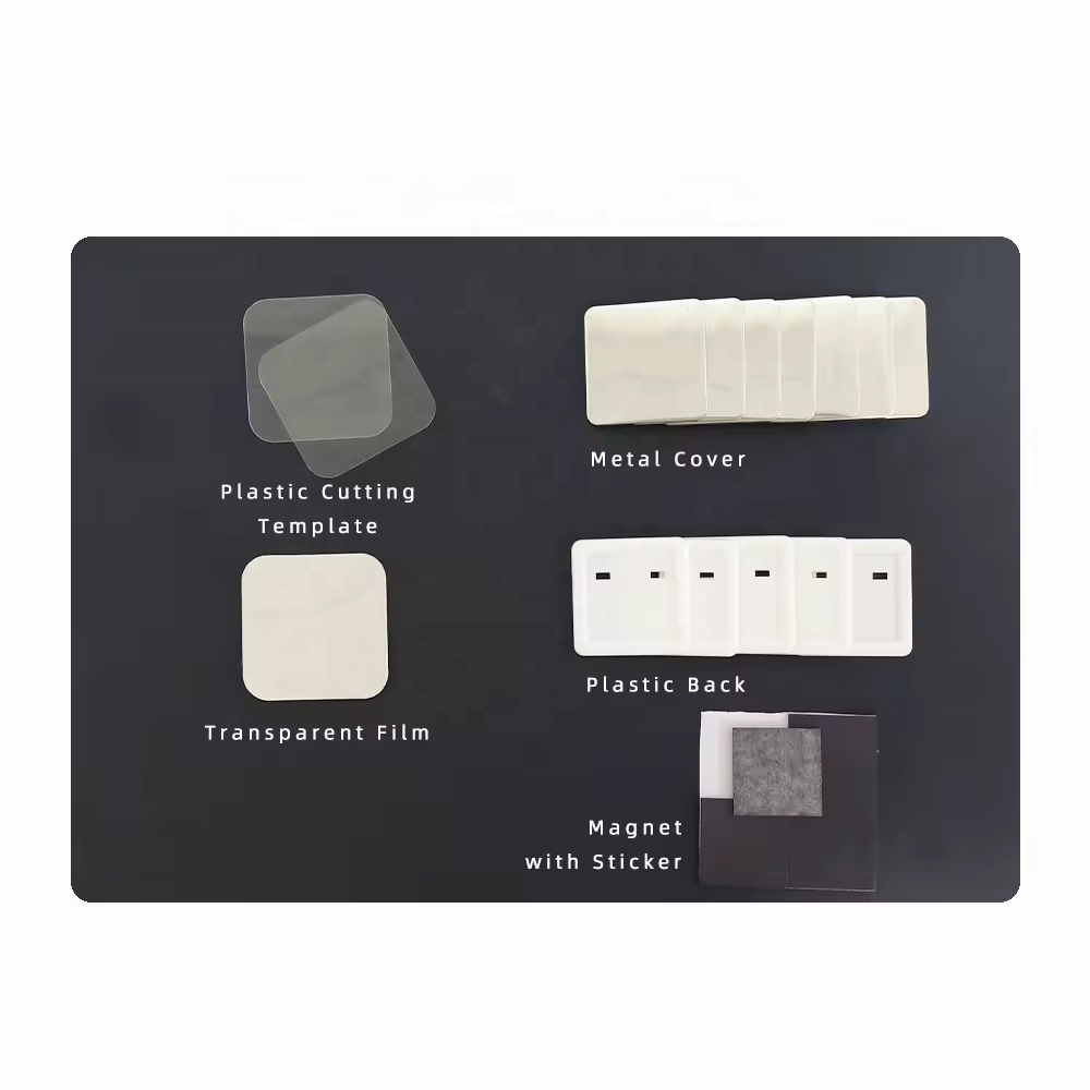 Manual Button Maker with 50*50mm Square Plastic 100PCS Magnet Material 100PCS Blank Paper and Cutting Template New Condition
