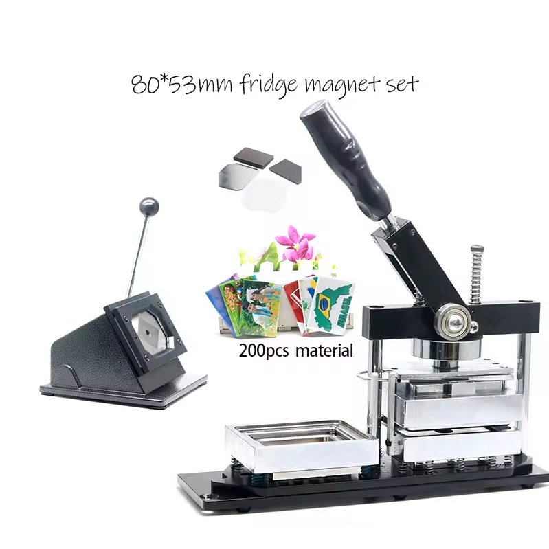 Rectangle 80*53cm Fridge Magnet Button Badge Making + 80*53mm Paper Cutter + 200pcs Fridge Magnet Component