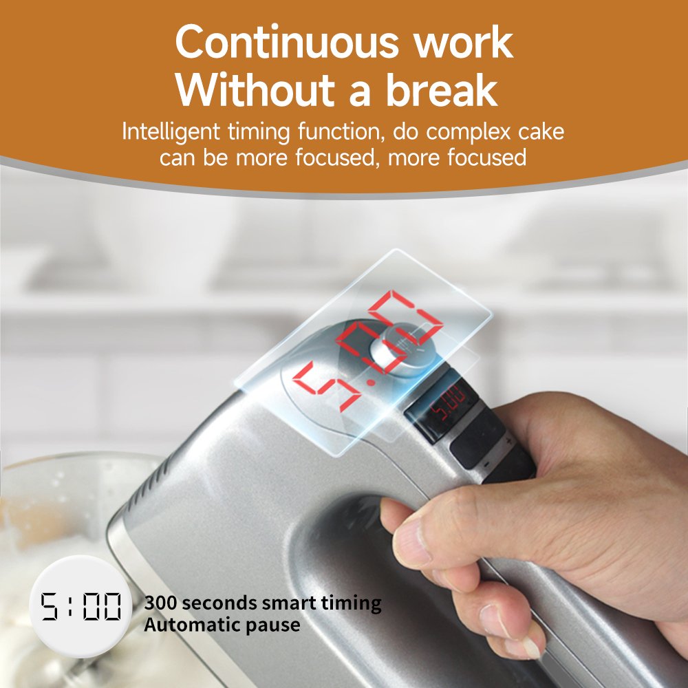 9-Speed Hand Held Mixer DC Motor 350 Watt Electric Cake Mixer ABS Plastic Housing Mini Hand Mixer Storage Box Six Attachments