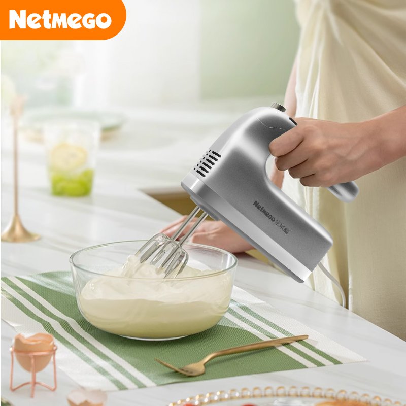 9-Speed Hand Held Mixer DC Motor 350 Watt Electric Cake Mixer ABS Plastic Housing Mini Hand Mixer Storage Box Six Attachments