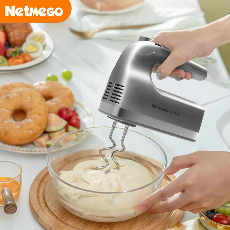 9-Speed Hand Held Mixer DC Motor 350 Watt Electric Cake Mixer ABS Plastic Housing Mini Hand Mixer Storage Box Six Attachments