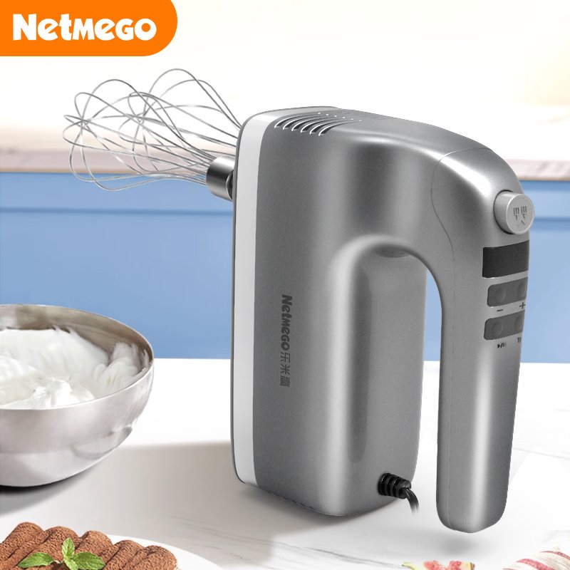 9-Speed Hand Held Mixer DC Motor 350 Watt Electric Cake Mixer ABS Plastic Housing Mini Hand Mixer Storage Box Six Attachments