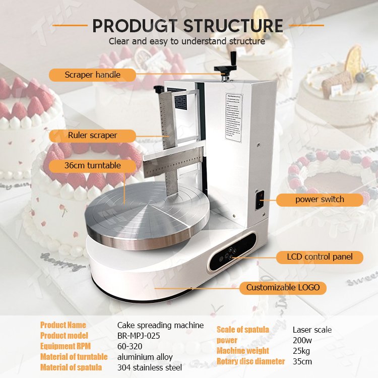 Commercial automatic cream cake coating smoothing icing smoother machine cake frosting decorating making cake icing machine