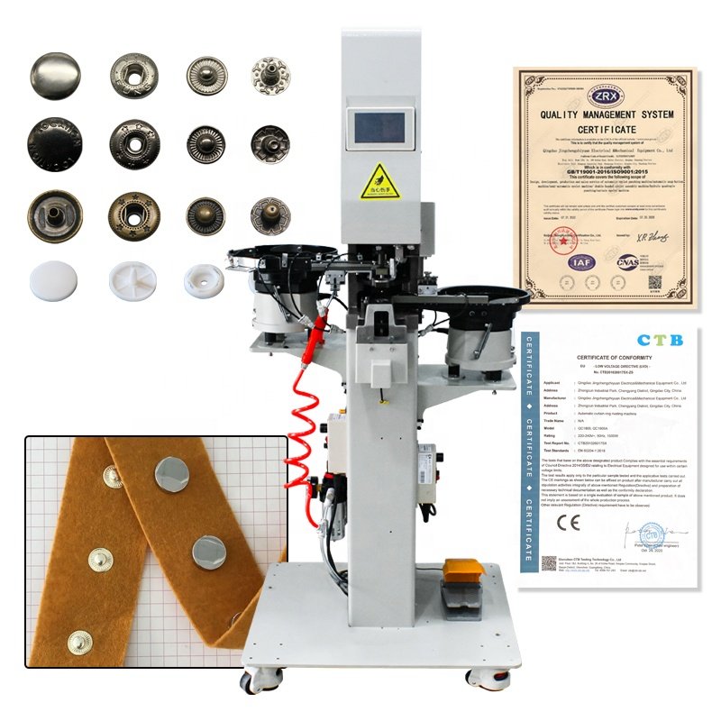 High Accuracy Multifunction Automatic Plastic Metal Snap Buttons Press Fastening Machine