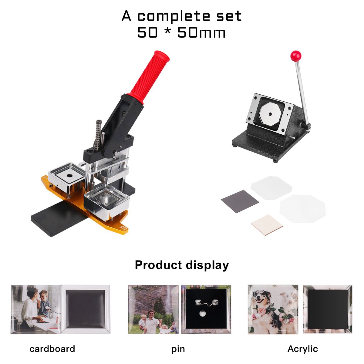 Wholesale 50*50mm 2*2 inch Square fridge Magnet maker Machine Kit with Paper Cutter and 100 sets fridge Magnet Materials