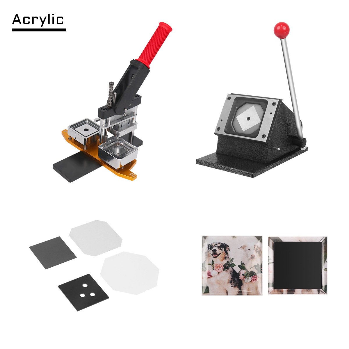 Wholesale 50*50mm 2*2 inch Square fridge Magnet maker Machine Kit with Paper Cutter and 100 sets fridge Magnet Materials